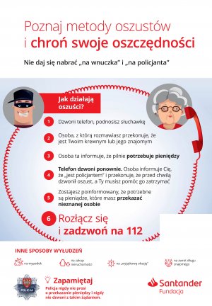 plakat metody działania oszustów na szkodę seniorów