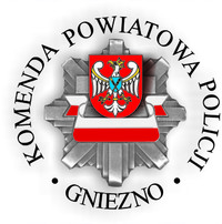 logo policji w Gnieźnie z orłem i flagą w środku